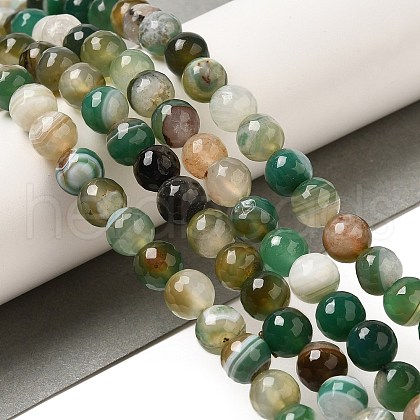 Natural Agate(Dyed & Heated) Beads Strands G-H066-B04-02-1