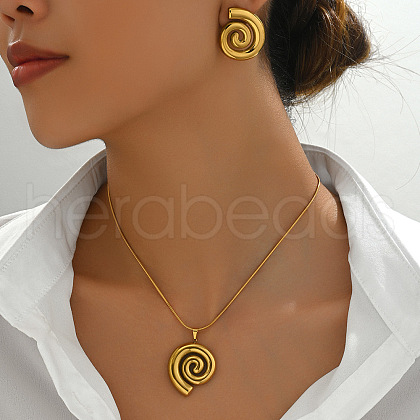 Vortex Brass Stud Earrings & Pendant Necklaces Sets for Women FS-WGCDAA8-01-1