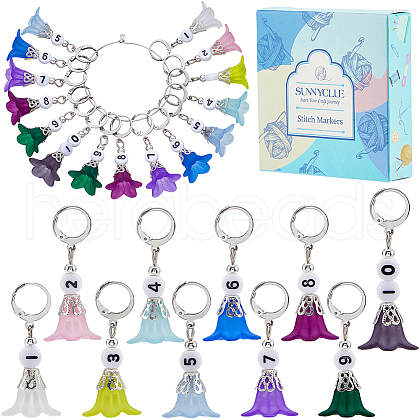 Flower Acrylic Pendant Locking Stitch Markers HJEW-SC00067-1