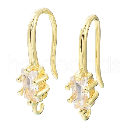 Brass Pave Clear Cubic Zirconia Earring Hooks KK-R149-20G-1