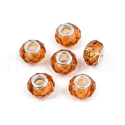 Transparent Glass European Beads GPDL-N004-D14mm-B06-1