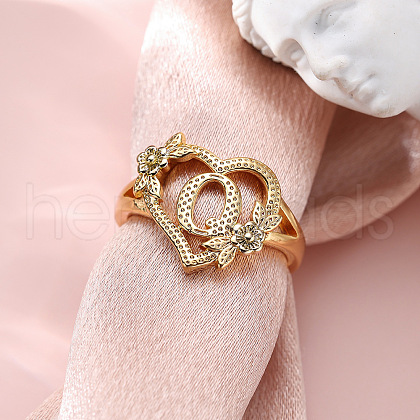 Heart with Flower Hollow Out Brass Finger Rings FS-WG99C3E-17-1
