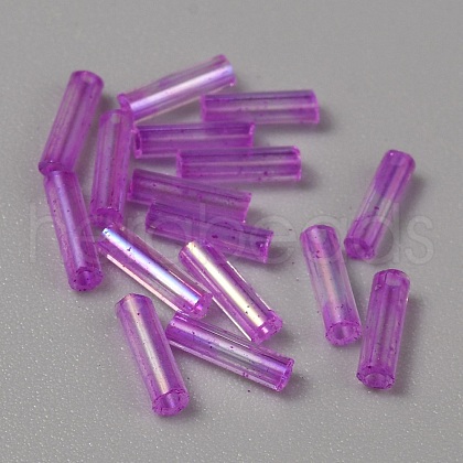 300Pcs Transparent Glass Round Bugle Beads GLAA-WH0015-74A-1