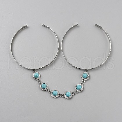 Alloy Upper Arm Open Cuff Bangles for Women BJEW-WH20012-02P-1