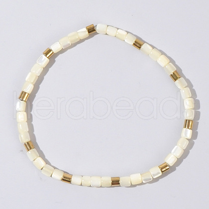 Bohemian Style Natural Shell Column Beads Stretch Bracelets for Women WU0042-2-1