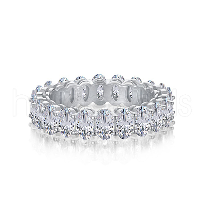 Rhodium Plated 925 Sterling Silver Micro Pave Clear Cubic Zirconia Finger Ring for Women RJEW-F150-02B-P-1
