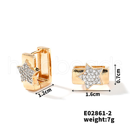 Exquisite Brass Cubic Zirconia Hoop Earrings Fashionable Light Luxury EN3561-2-1