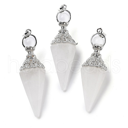 Natural Quartz Crystal Faceted Cone Rock Crystal Big Pendants G-P552-04P-03-1