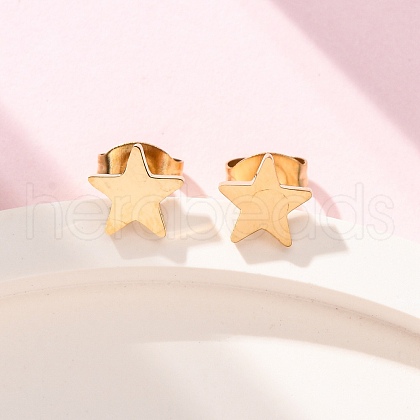 Ion Plating(IP) 304 Stainless Steel Ear Studs X-EJEW-P045-05G-1