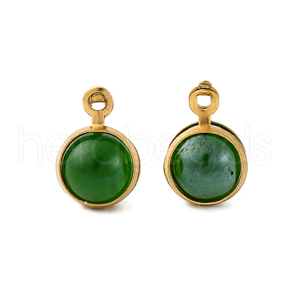 304 Stainless Steel Wrapped Dyed Natural Quartz Round Charms STAS-H235-01G-02-1