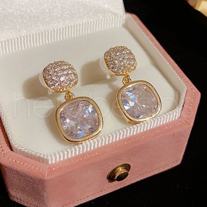 Square Alloy Crystal Rhinestone Dangle Stud Earrings FS-WG1452E-01-1