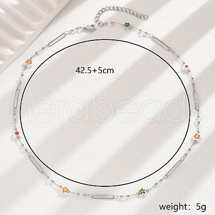 Colorful Flower Chain Necklace for Women ZJ6065-1
