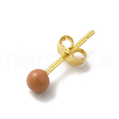 Enamel Round Ball Stud Earrings EJEW-C020-01G-05-1