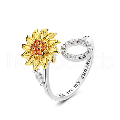 Adjustable Brass Rhinestone Rotating Cuff Rings FS-WG5B177-15-1