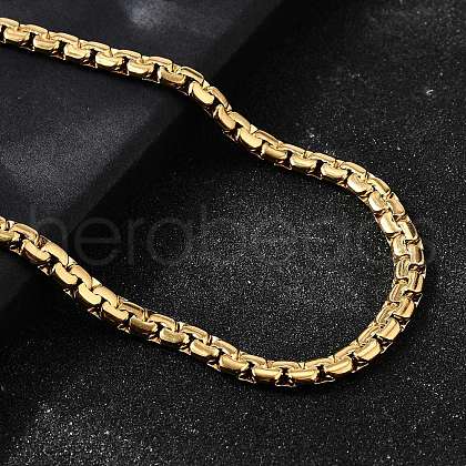 4MM 304 Stainless Steel Box Chain Necklaces for Men STAS-V011-01A-G-1