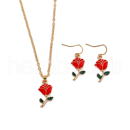 Alloy Enamel Pendant Necklaces & Dangle Earrings Sets for Women PW-WGBD6F2-01-1