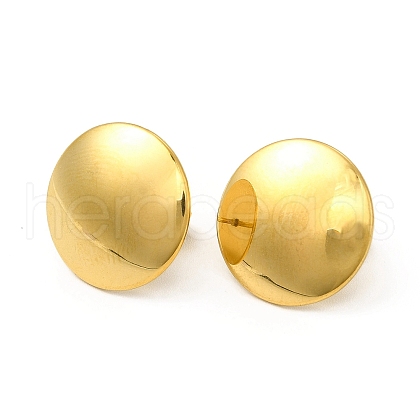 Ion Plating(IP) 304 Stainless Steel Flat Round Stud Earrings for Women EJEW-I281-31G-1