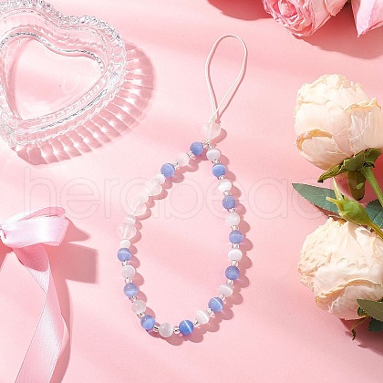 Heart Cat Eye Mobile Straps HJEW-JM03427-03-1