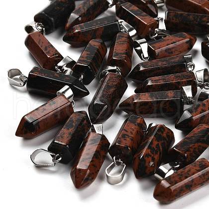 Natural Mahogany Obsidian Pendants G-Z067-07P-17-1