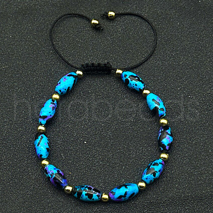 Synthetic & Spray Painted Turquoise Braided Bead Bracelets for Women Men XT3624-1-1