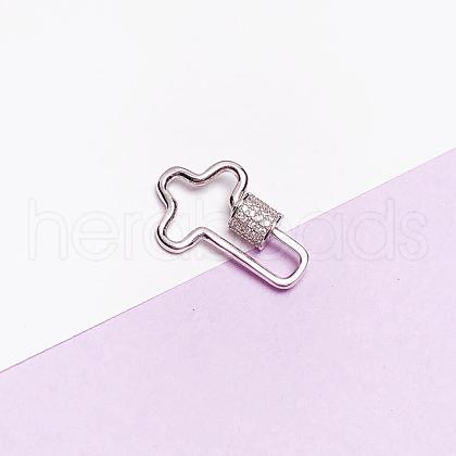 925 Sterling Silver Micro Pave Clear Cubic Zirconia Locking Carabiner Clasps STER-NH0008-01D-P-1