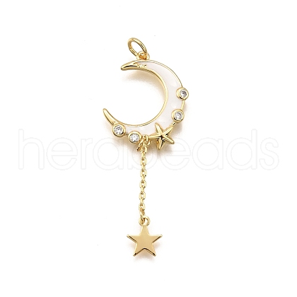 Brass Micro Pave Cubic Zirconia Pendants KK-K401-29G-03-1