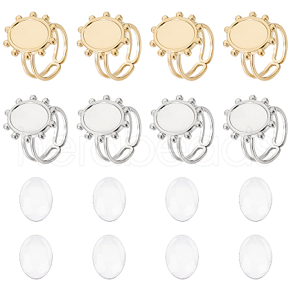 Unicraftale DIY Blank Oval 304 Stainless Steel Open Cuff Ring Making Kit DIY-UN0055-84-1