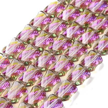 Faceted Electroplated Transparent Glass Beads Strands GLAA-G092-A02-1