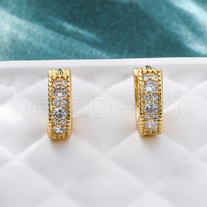 Brass Micro Pave Cubic Zirconia Earrings EJEW-R025-15G-1