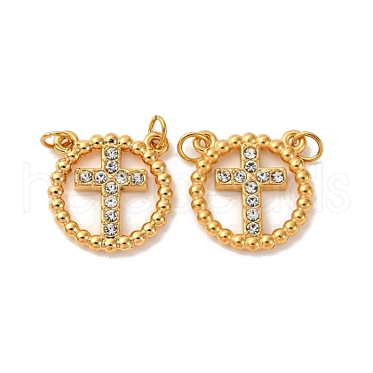 304 Stainless Steel Rhinestone Pendants STAS-U061-10G-1