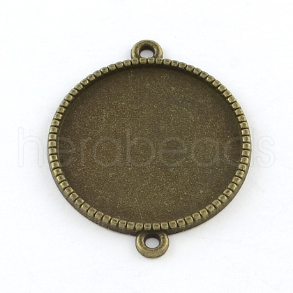 Tibetan Style Alloy Flat Round Cabochon Connector Settings X-TIBE-Q038-001G-AB-NR-1