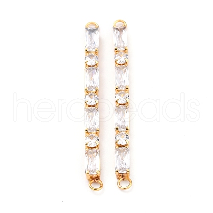 Brass Clear Cubic Zirconia Links Connectors ZIRC-G170-25G-1