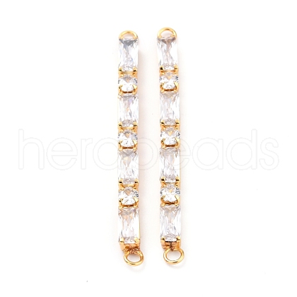 Brass Clear Cubic Zirconia Links Connectors ZIRC-G170-25G-1