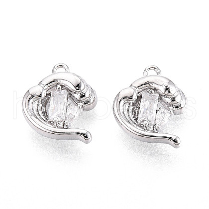 Brass Micro Pave Clear Cubic Zirconia Charms KK-N267-18P-1