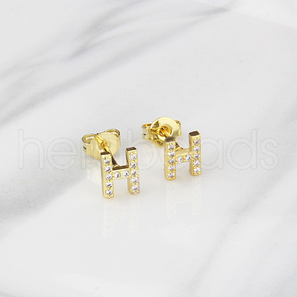 Brass Clear Cubic Zirconia Stud Earrings WGC2A80-08-1