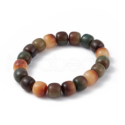 Bodhi Wood Column Beaded Stretch Bracelet for Women BJEW-H566-08A-1