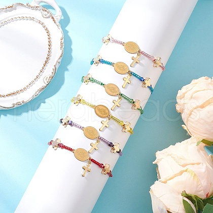 6Pcs Adjustable Nylon Cord Braided Beads Bracelets BJEW-MZ00168-1