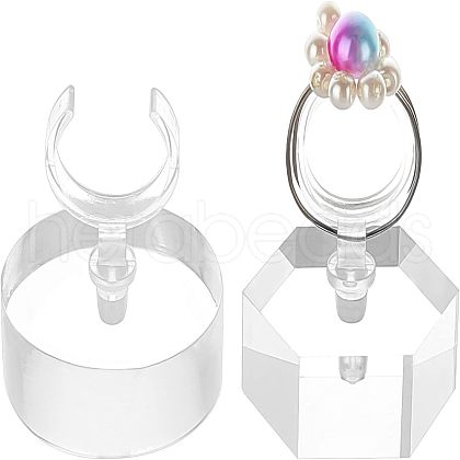 Fingerinspire 2Pcs 2 Style Transparent Acrylic Ring Display Rack AJEW-FG0001-60-1