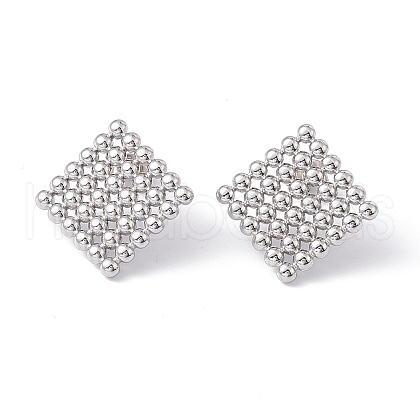Non-Tarnish 304 Stainless Steel Rhombus Stud Earrings for Women EJEW-E199-02P-1