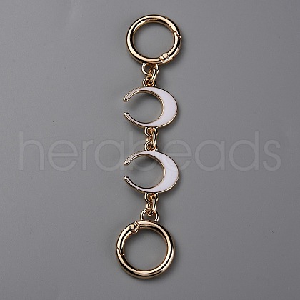 Alloy Enamel Crescent Moon Link Purse Strap Extenders FIND-WH0111-280B-1