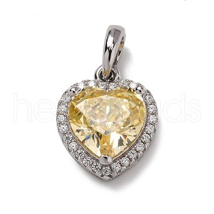 925 Sterling Silver Pave Yellow Cubic Zirconia Pendants STER-F063-01B-02-1