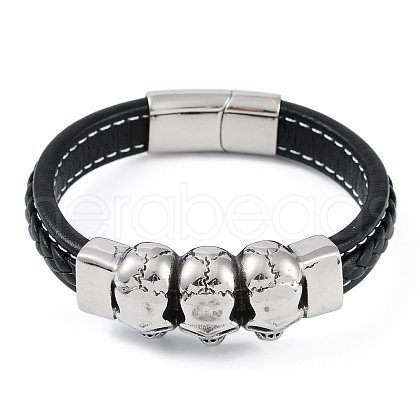 Braided Microfiber Leather Cord Bracelets BJEW-P328-12AS-1