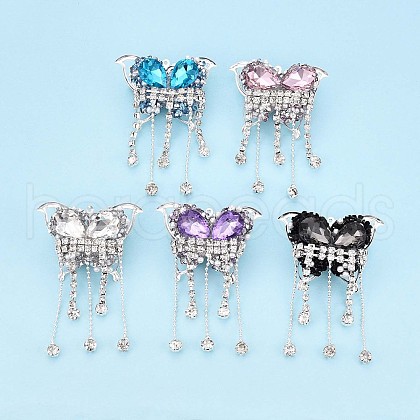 Butterfly Alloy Rhinestone Tassel Chain Dangle Beads OACR-N141-01-1
