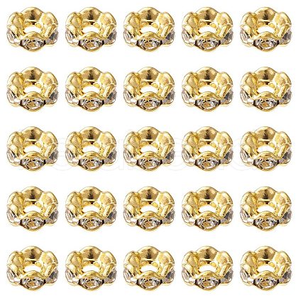 Brass Rhinestone Spacer Beads RB-YW0001-05B-01G-1