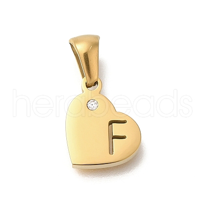 304 Stainless Steel Heart Pendants with Rhinestone STAS-Z103-01G-06-1