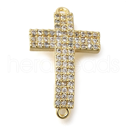 Brass Pave Clear Cubic Zirconia Connector Charms KK-M101-02I-G02-1