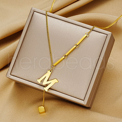 Fashionable Stainless Steel Letter M Pendant Necklaces for Women LG4875-1