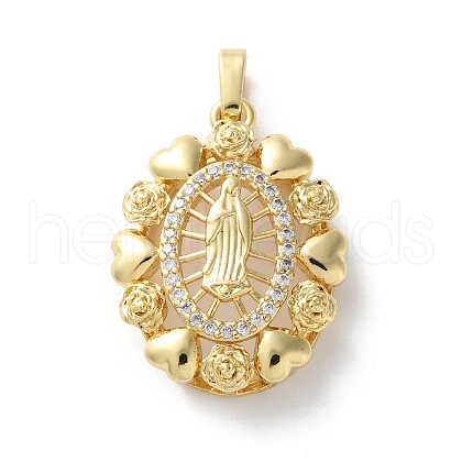 Brass Micro Pave Clear Cubic Zirconia Pendants KK-L227-005G-1