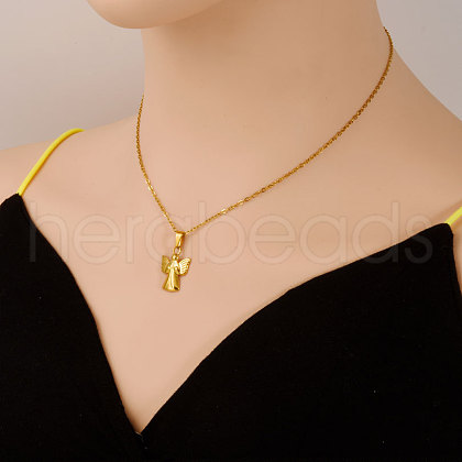 Stainless Steel Angel Pendant Necklaces for Women ZT5384-2-1