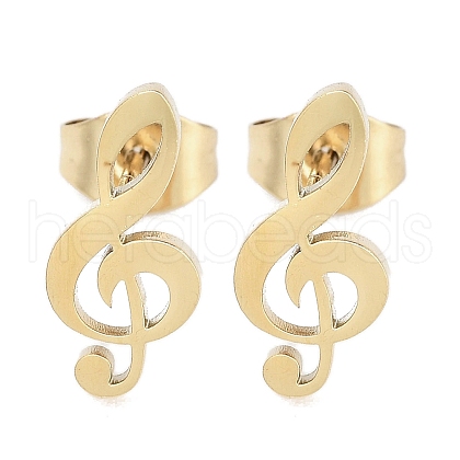 PVD Vacuum Plating 304 Stainless Steel Stud Earrings for Women EJEW-A048-27G-1